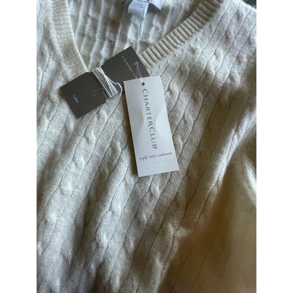 NWT Macy's Charter Club 100% Cashmere Sweater Ivory Size M - Picture 5 of 8